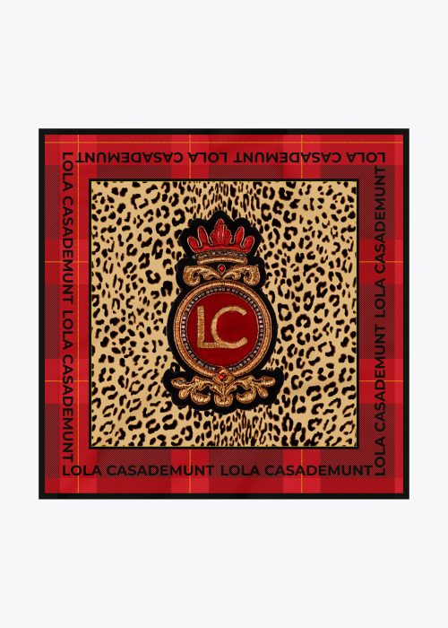 Pañuelo animal print y tartan rojo Lola Casademunt