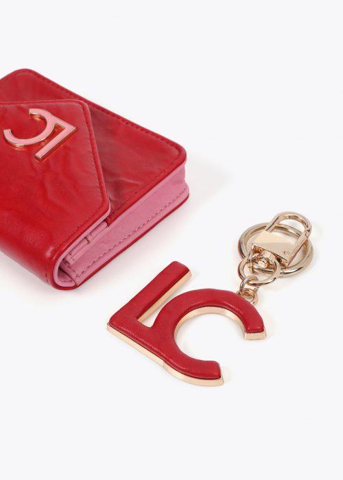 Monedero y llavero rojo rosa forrado LC Lola Casademunt