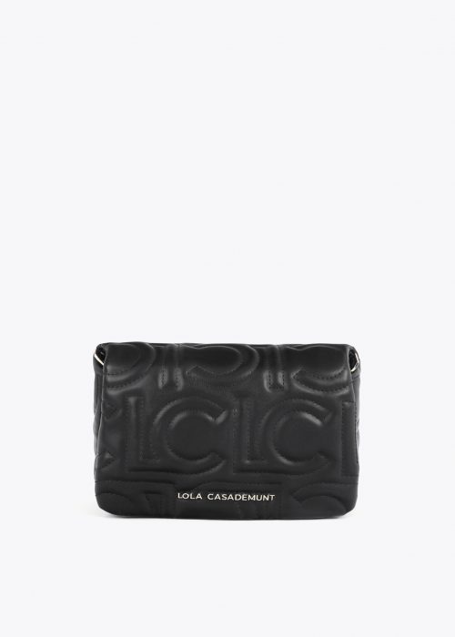 Bolso bandolera acolchada logotipada Negro Lola Casademunt