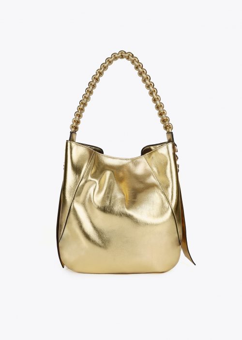 Bolso Shopper dorado asa trenzada Lola Casademunt