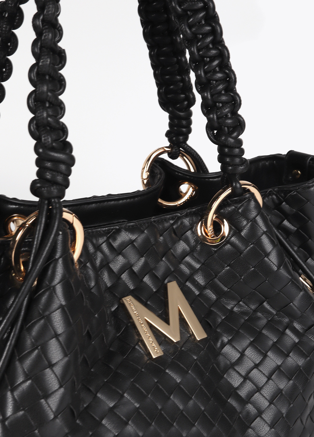 Shopper material trenzado efecto piel Negro Lola Casademunt - Imagen 3