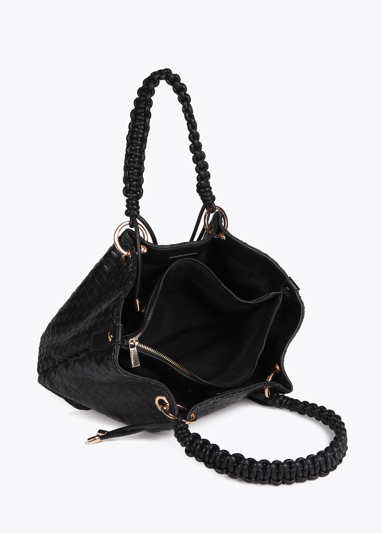 Shopper material trenzado efecto piel Negro Lola Casademunt - Imagen 4