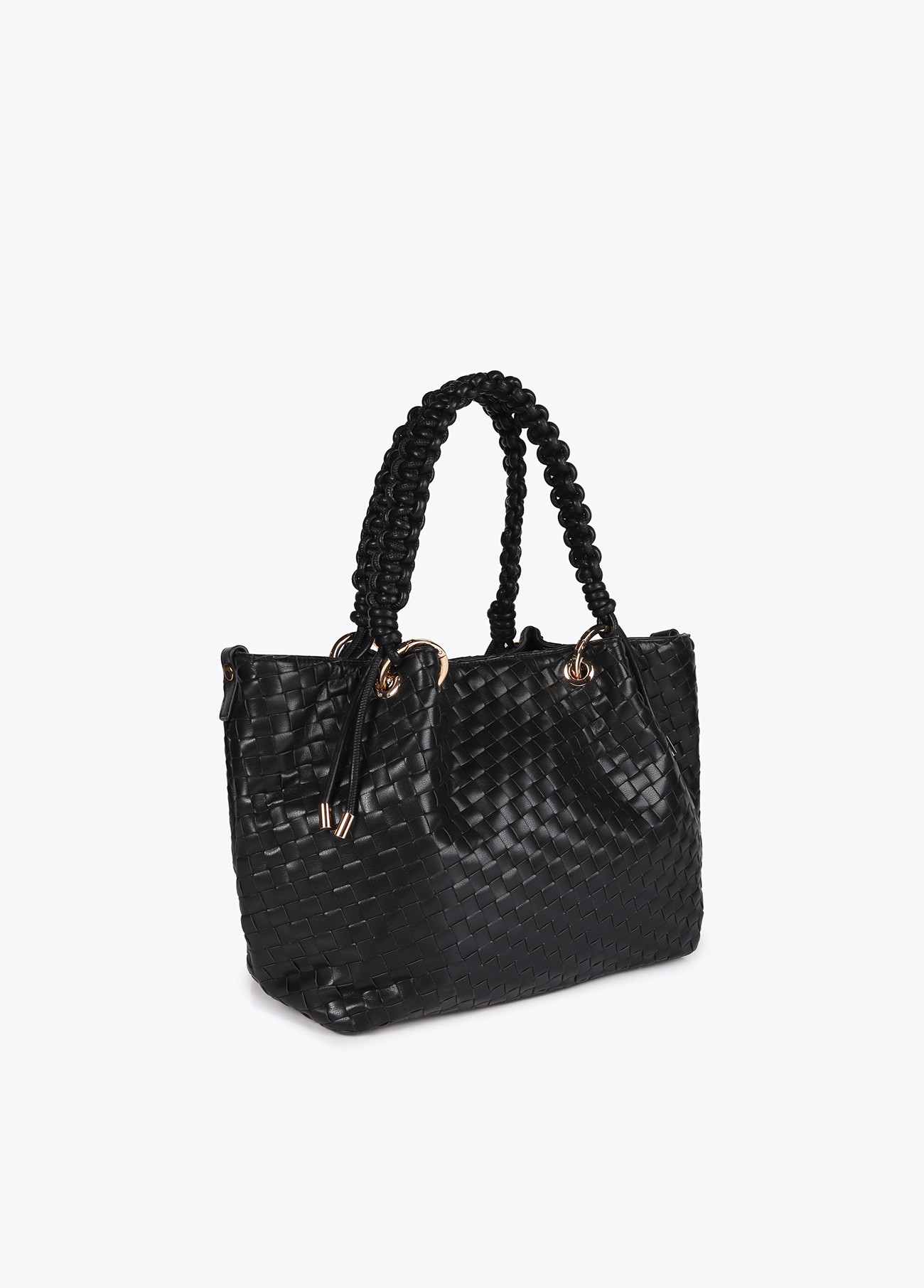 Shopper material trenzado efecto piel Negro Lola Casademunt - Imagen 7