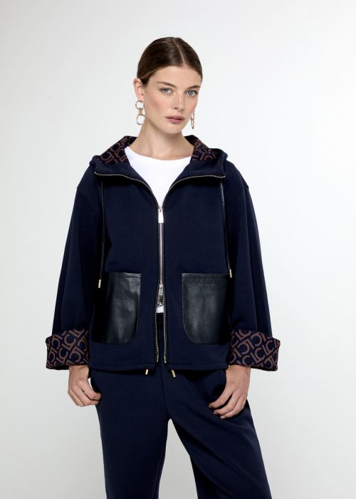 Sudadera bolsillosPU azul Lola Casademunt