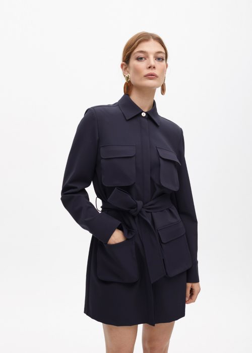 Vestido camisero corto azul bolsillos Lola Casademunt