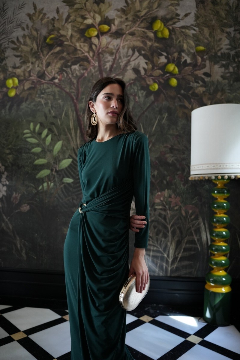 Vestido Verde Yedra punto hebilla dorada - Imagen 2