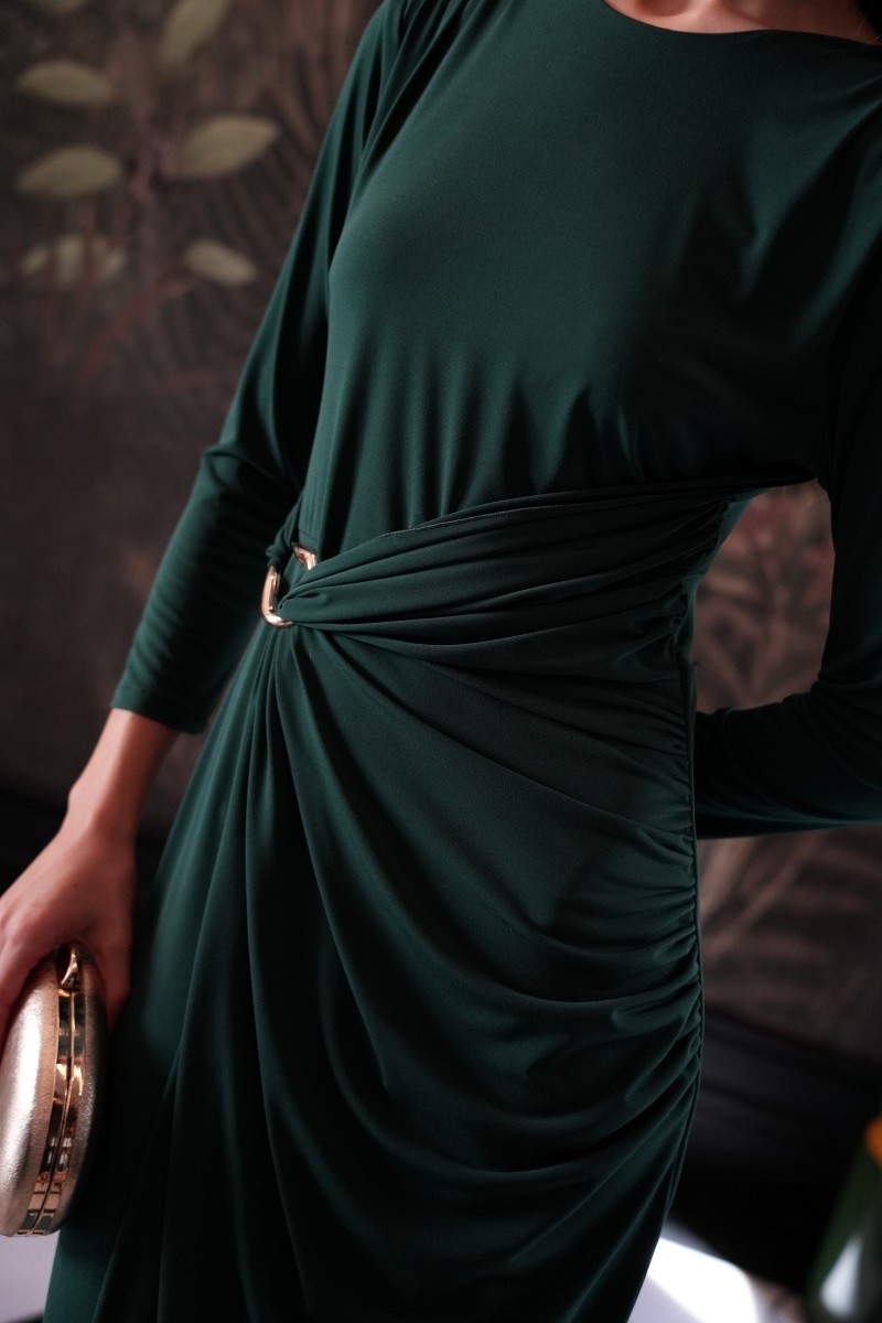 Vestido Verde Yedra punto hebilla dorada - Imagen 3
