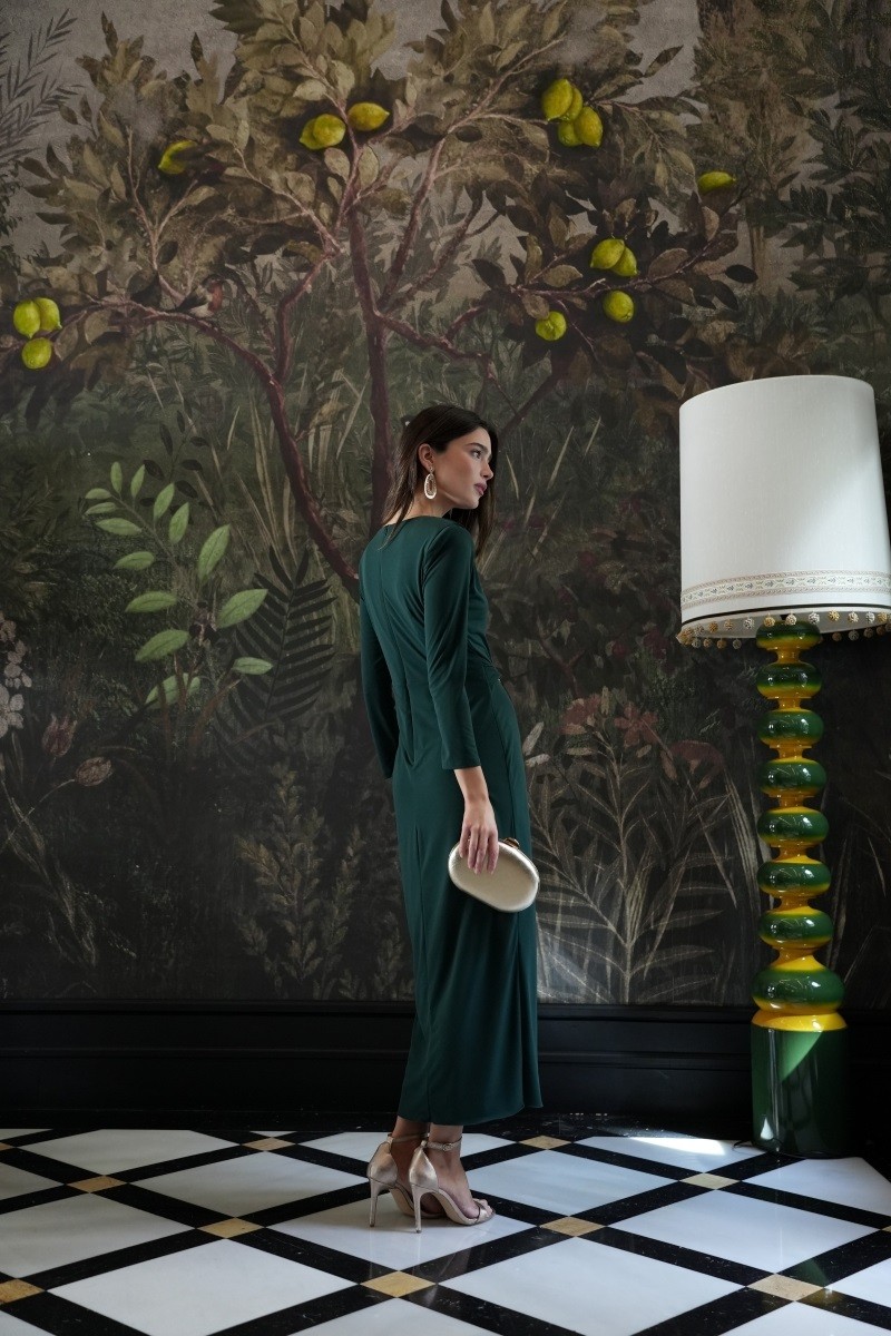 Vestido Verde Yedra punto hebilla dorada - Imagen 4