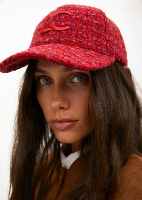Visera gorra tweed rojo Lola Casademunt
