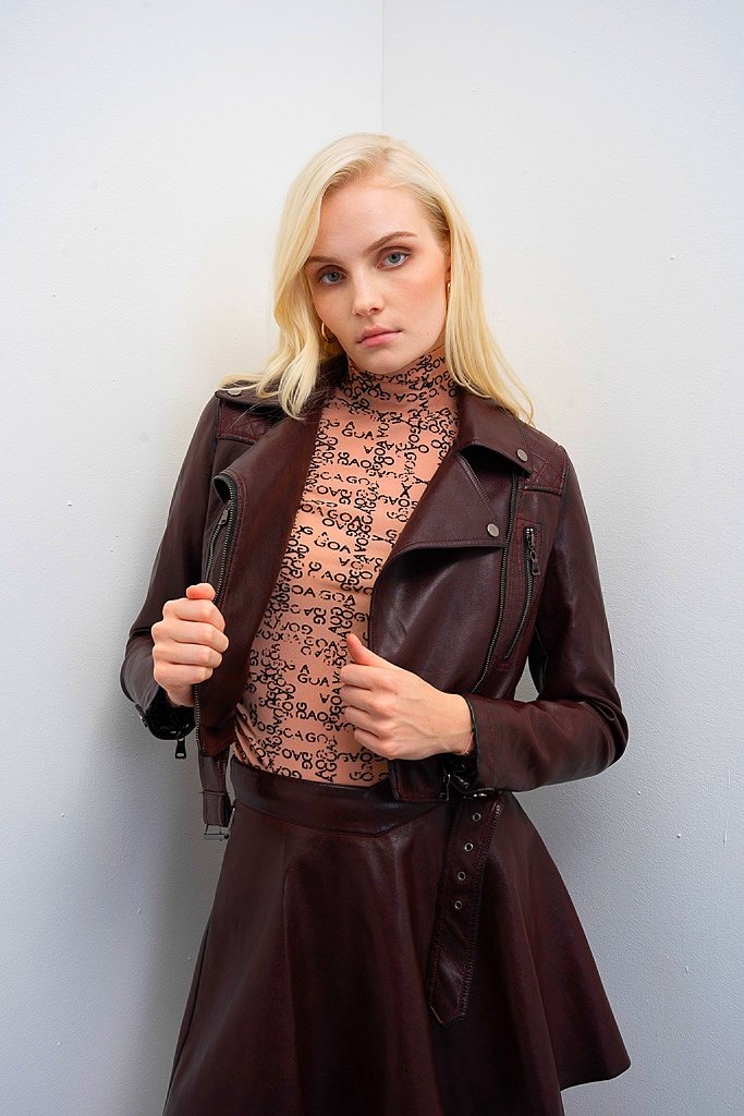 Falda cuero burdeos Smokey - Imagen 2