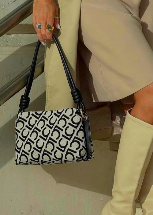 Bandolera tejido jacquard lc flocado Crudo Negro