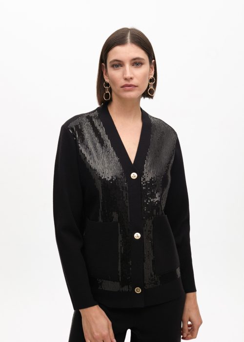 Cardigan punto detalle lentejuelas Negro Lola Casademunt
