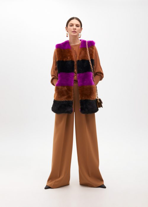 Chaleco de pelo de rayas contrastadas Lola Casademunt