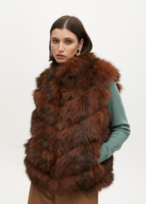 Chaleco pelo print interior Marrón Lola Casademunt