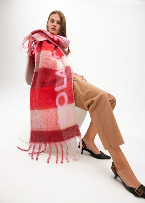 Bufanda cuadros logo grande Rojo Crudo Lola Casademunt