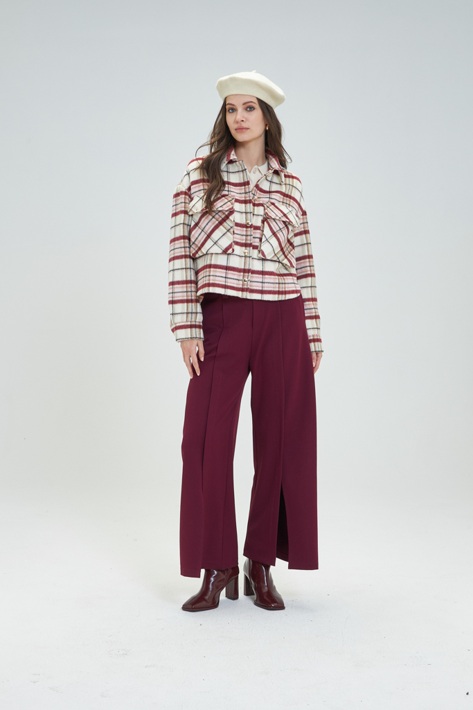 Chaqueta cuadros burdeos Carob - Imagen 2