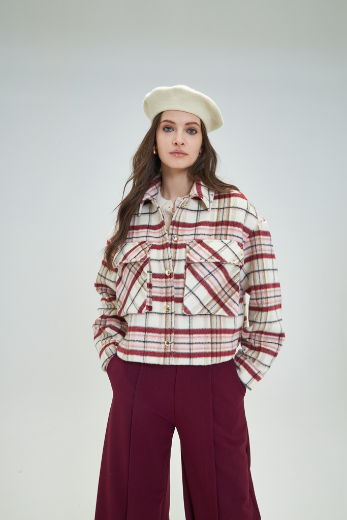 Chaqueta cuadros burdeos Carob