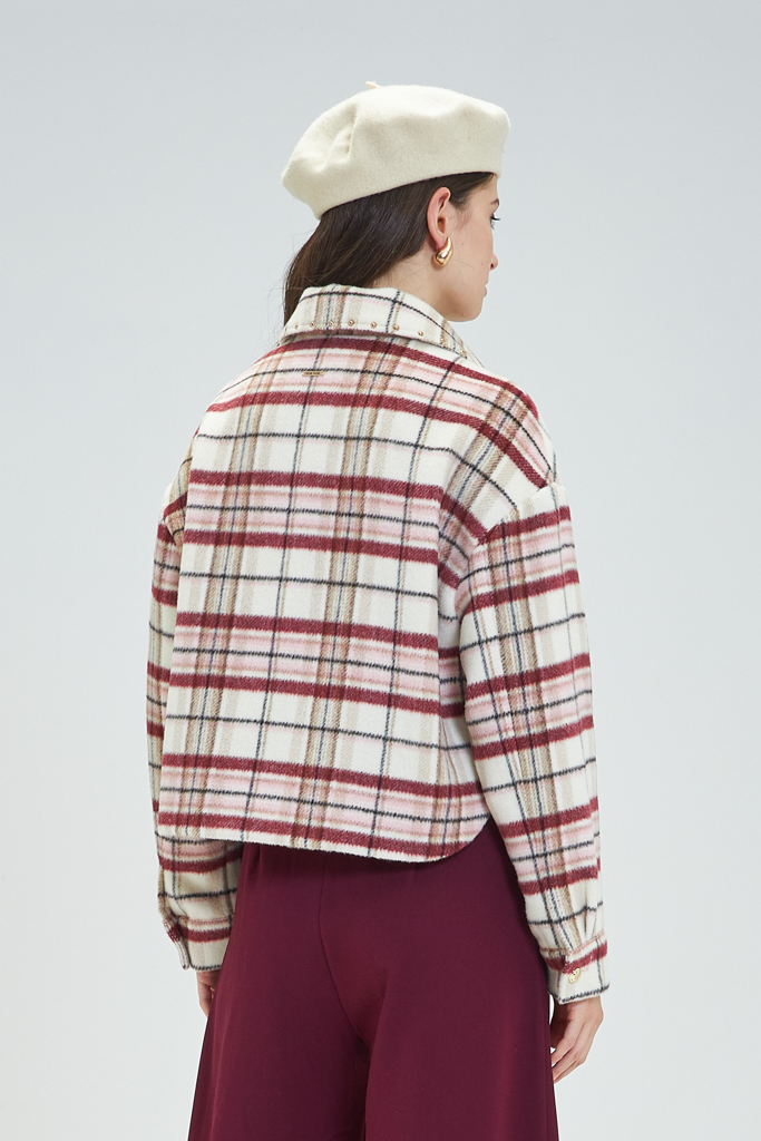 Chaqueta cuadros burdeos Carob - Imagen 3