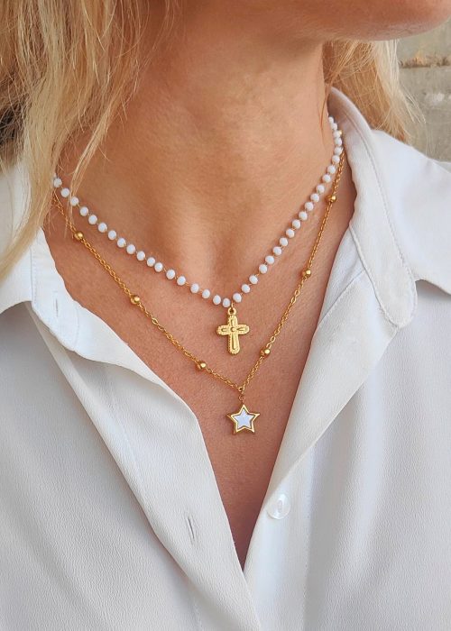 2 Collares Cruz y estrella Dorado
