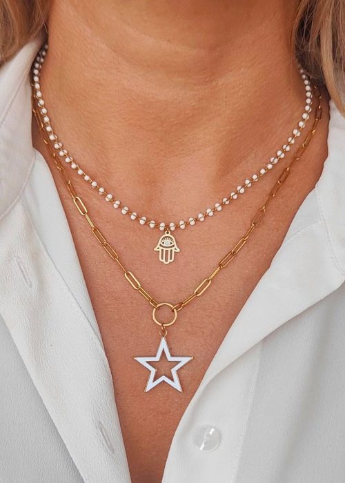 2 Collares mano de Fátima y estrella Dorado