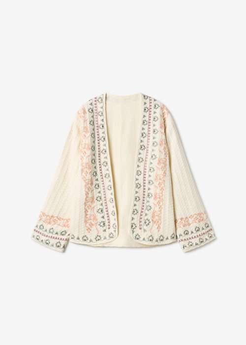 kimono blanco punto bordado nekane imagen frontal