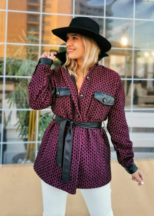 chaqueta rosa y negra lola casademunt imagen frontal