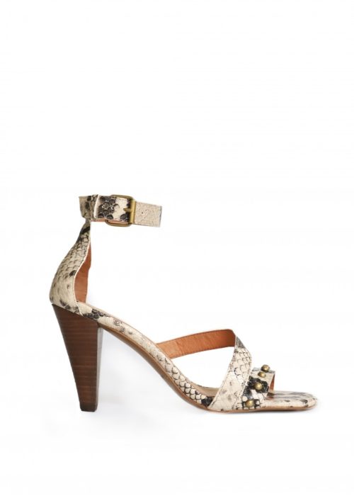 sandalia tacón serpiente gris cambili imagen lateral