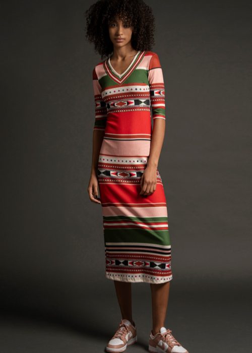 vestido midi multicolor peace and chaos fontal